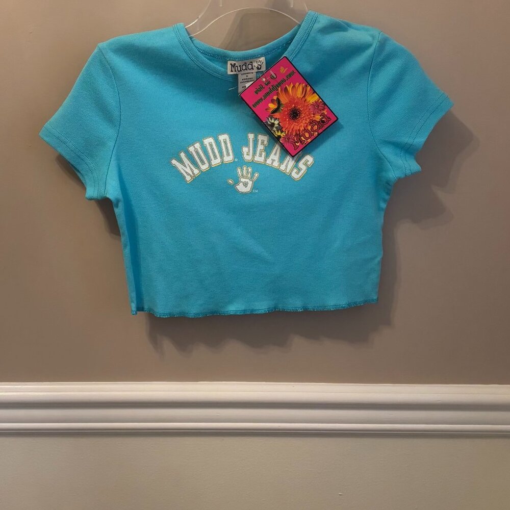 MUDD JEANS retro Jr. Girls Crop Shirt Size M in color Turquoise